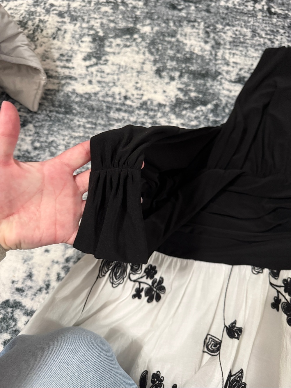 dressbarn Black & White Floral Midi Fit-and-Flare Dress - Picture 4 of 9